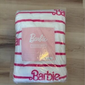 NWT Barbie Pink and White Logo Throw